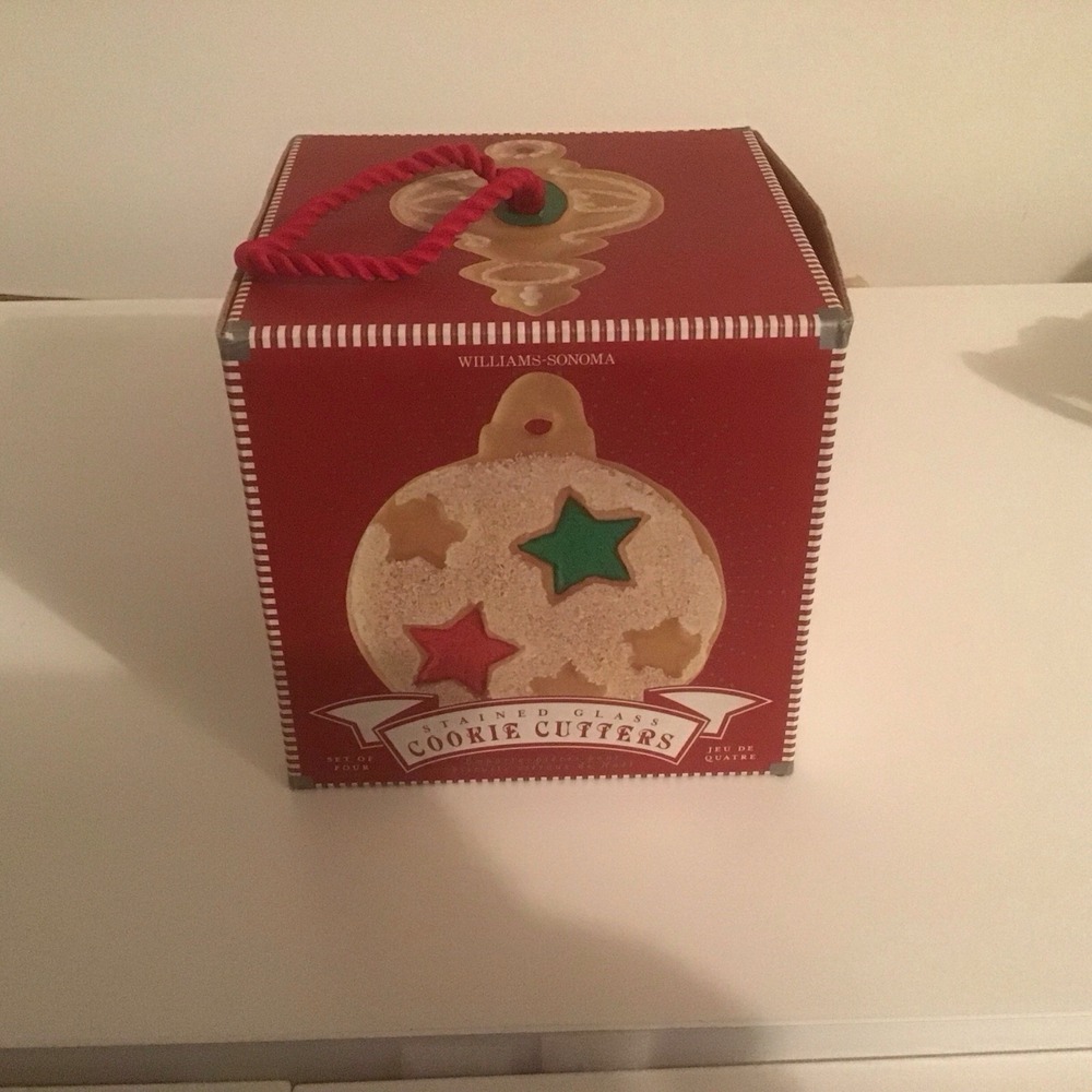 NEW William Sonoma Stained Glass Cookie Cutters Press & Stamp  Tree Ornaments 4